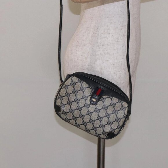 GUCCI GG Supreme Sherry Line Bag PVC Navy Gold Red 89 02 066 Auth 133032 - Picture 15 of 16